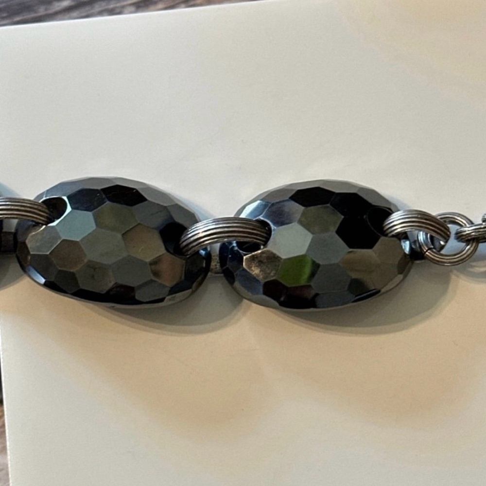 Stephen Dweck Sterling Silver Faceted Hematite Link Bracelet - Picture 9 of 11